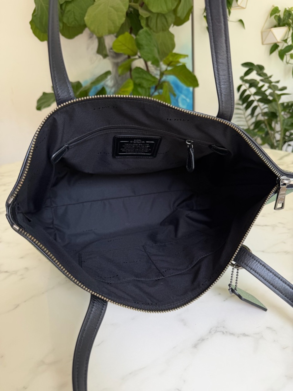 Coach Taylor Tote In Hologram Oil Slick Leather Purple Green Top Zip Large 57329 - Picture 15 of 16